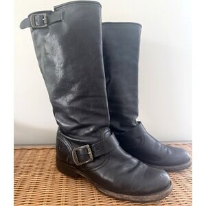 Frye Veronica Slouch Boot Extended Calf Black Size 7.5 Leather Moto Grunge